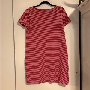 Pink and white striped cotton dress